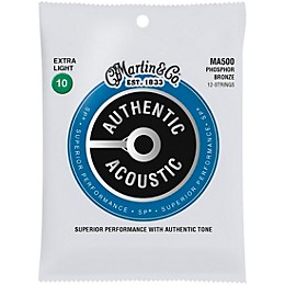 Martin MA500 SP 12-String Phosphor Bronze Extra-Light Authentic Acoustic Guitar Strings