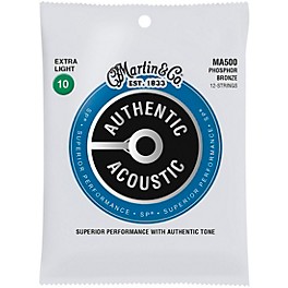 Martin MA500 SP 12-String Phosphor Bronze Extra-Light Authentic Acoustic Guitar Strings