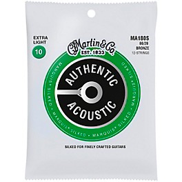 Martin MA180S Marquis 12-String 80/20 Bronze Extra-Light Authentic Acoustic Silked Guitar Strings