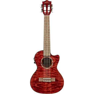 Lanikai Qm-Cet Quilted Maple Tenor With Kula Preampacoustic Electric Ukulele Transparent Red for sale