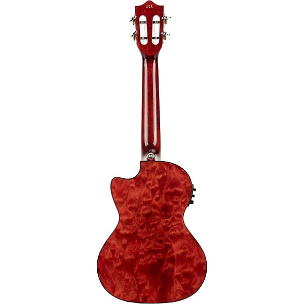 Lanikai QM-CET Quilted Maple Tenor with Kula PreampAcoustic Electric Ukulele Transparent Red