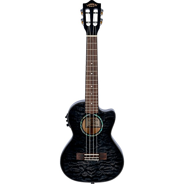 Lanikai QM-CET Quilted Maple Tenor with Kula PreampAcoustic Electric Ukulele Transparent Black