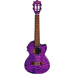 Lanikai QM-CET Quilted Maple Tenor with Kula PreampAcoustic Electric Ukulele Transparent Purple