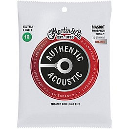 Martin MA500T Lifespan 2.0 12-String Phosphor Bronze Extra-Light Authentic Acoustic Guitar Strings