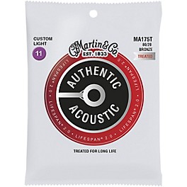 Martin MA175T Lifespan 2.0 80/20 Bronze Custom-Light Authentic Acoustic Guitar Strings