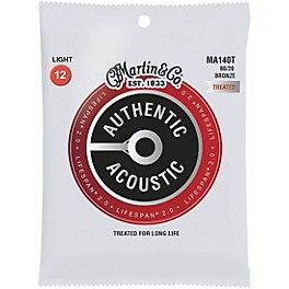 Martin MA140T Lifespan 2.0 80/20 Bronze Light Authentic Acoustic Guitar Strings