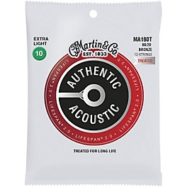 Martin MA180T Lifespan 2.0 12-String 80/20 Bronze Extra-Light Authentic Acoustic Guitar Strings