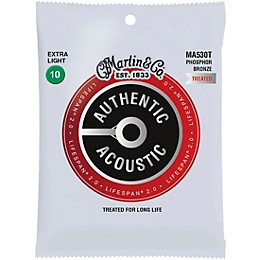 Martin MA530T Lifespan 2.0 Phosphor Bronze Extra-Light Authentic Acoustic Guitar Strings