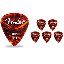 Fender 351 Shape Wavelength Picks (6-Pack), Tortoise Shell Thin 6 Pack