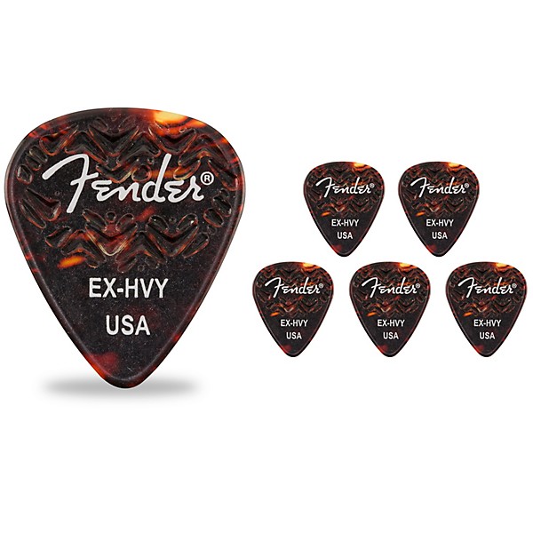 Fender 351 Shape Wavelength Picks (6-Pack), Tortoise Shell Extra Heavy 6 Pack