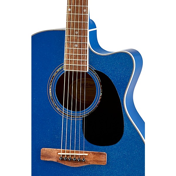 Mitchell O120CEWPM Auditorium Acoustic-Electric Guitar Twilight Blue Metallic