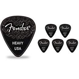Fender 351 Shape Wavelength Celluloid Guitar Picks (6-Pack), Black Heavy