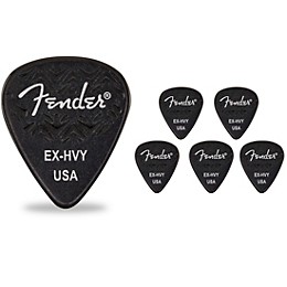Fender 351 Shape Wavelength Celluloid Guitar Picks (6-Pack), Black Extra Heavy