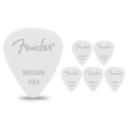 Fender 351 Shape Wavelength Celluloid Guitar Picks (6-Pack), White Medium