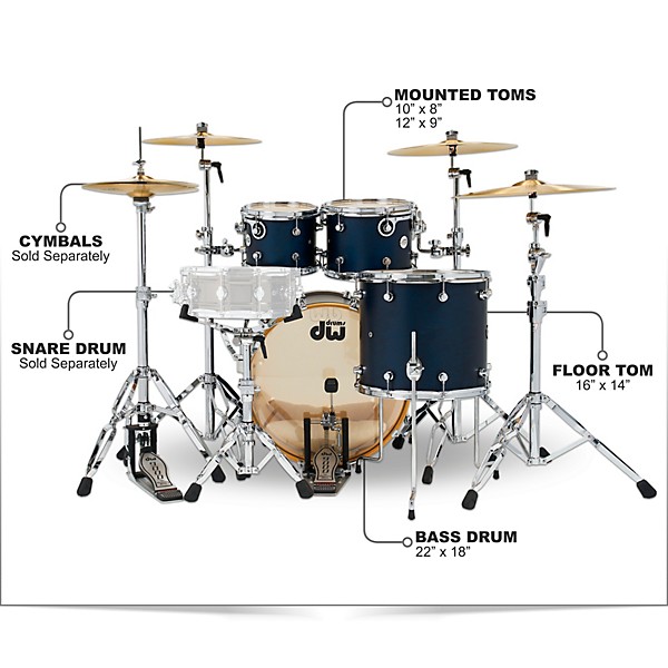 DW Design Series 4-Piece Shell Pack Midnight Blue Satin