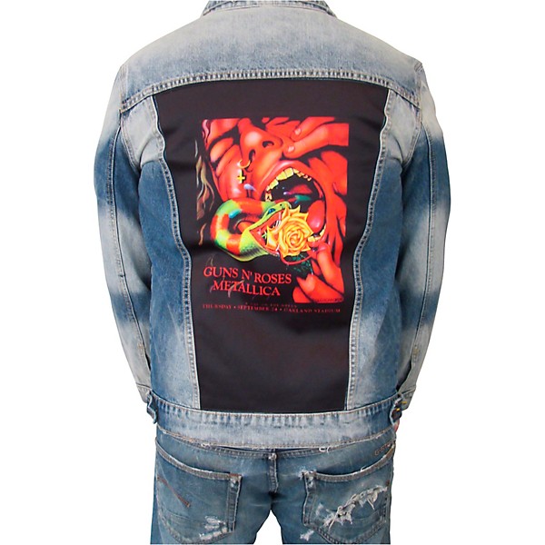 Dragonfly Clothing Guns N Roses & Metallica - Serpent Scream Mens Denim Jacket Large