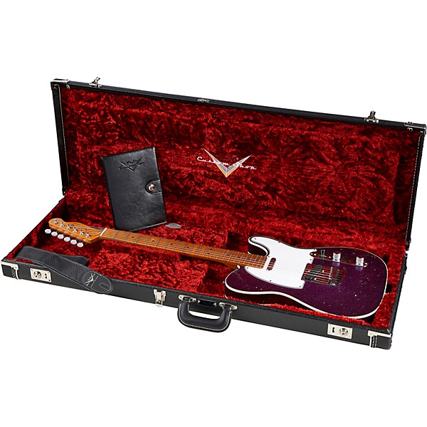 Fender Custom Shop Deluxe Journeyman Relic Telecaster Electric Guitar Magenta Sparkle