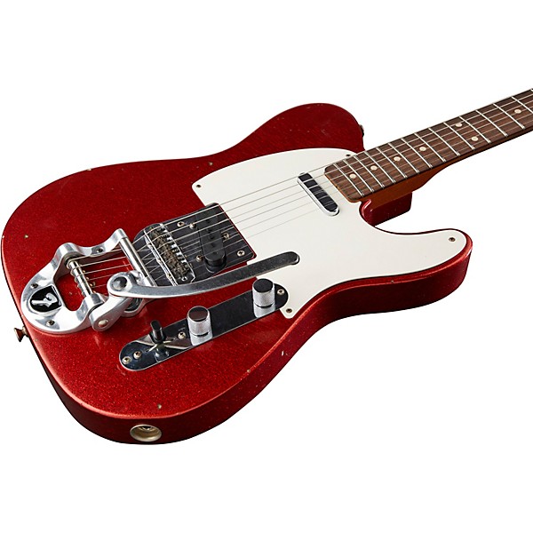 Fender Custom Shop Deluxe Journeyman Relic Twisted Telecaster Bigsby Electric Guitar Red Sparkle