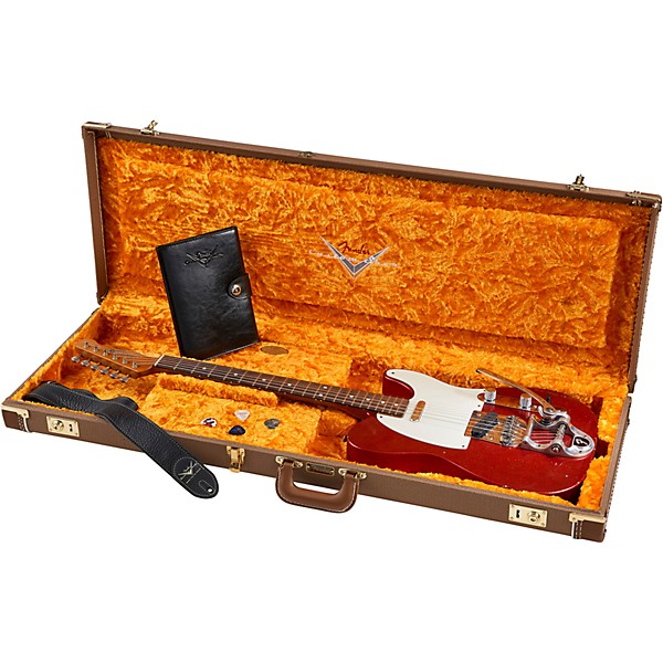 Fender Custom Shop Deluxe Journeyman Relic Twisted Telecaster Bigsby Electric Guitar Red Sparkle