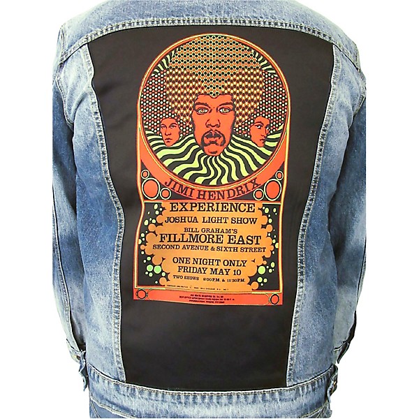 Dragonfly Clothing Jimi Hendrix Experience 3 Faces - Psychedelic Womens Denim Jacket Small