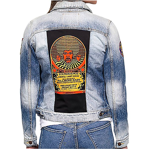Dragonfly Clothing Jimi Hendrix Experience 3 Faces - Psychedelic Womens Denim Jacket Small