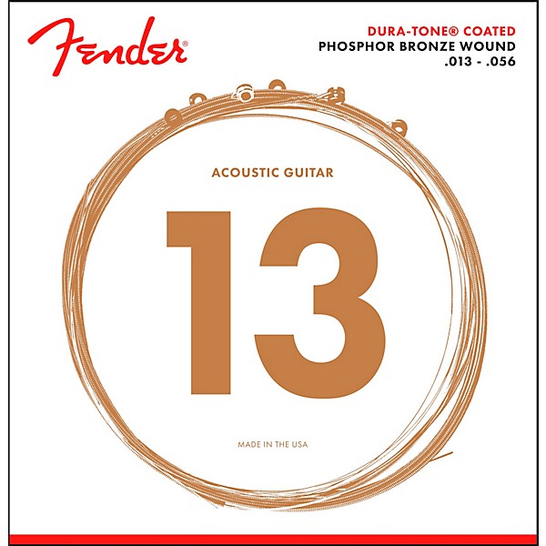 Fender 860M Phosphor Bronze Dura-Tone Coated Acoustic Guitar Strings 13-56