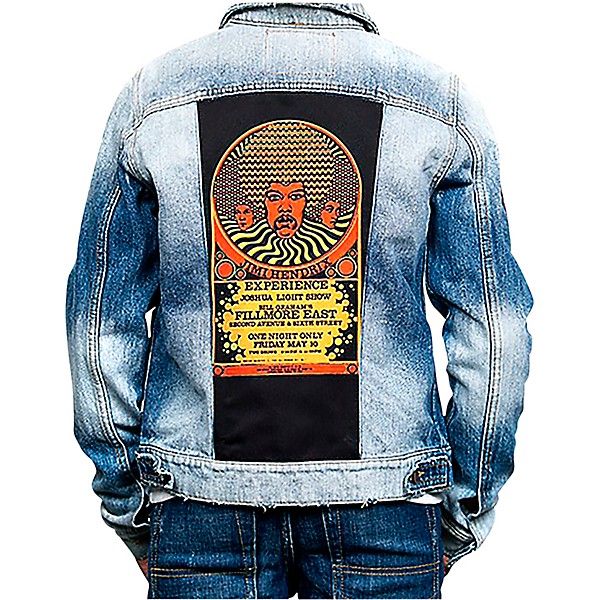 Dragonfly Clothing Jimi Hendrix Experience 3 Faces - Psychedelic Boys Denim Jacket Large