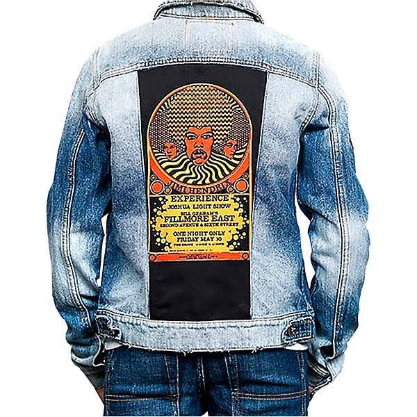 Dragonfly Clothing Jimi Hendrix Experience 3 Faces - Psychedelic Boys Denim Jacket X Large