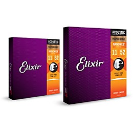 Elixir Phosphor Bronze Acoustic Guitar Strings with NANOWEB Coating, Custom Light (11-52) 2-Pack