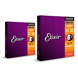 Elixir Phosphor Bronze Acoustic Guitar Strings with NANOWEB Coating, Custom Light (11-52) 2-Pack