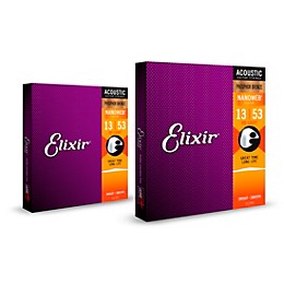 Elixir Phosphor Bronze Acoustic Guitar Strings with NANOWEB Coating, HD Light (.013-.053) 2-Pack