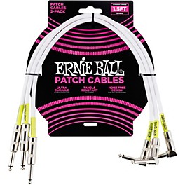 Ernie Ball 3-Pack Patch Cable 1.5 ft. Black Ernie Ball 3-Pack Patch Cable 1.5 ft. White