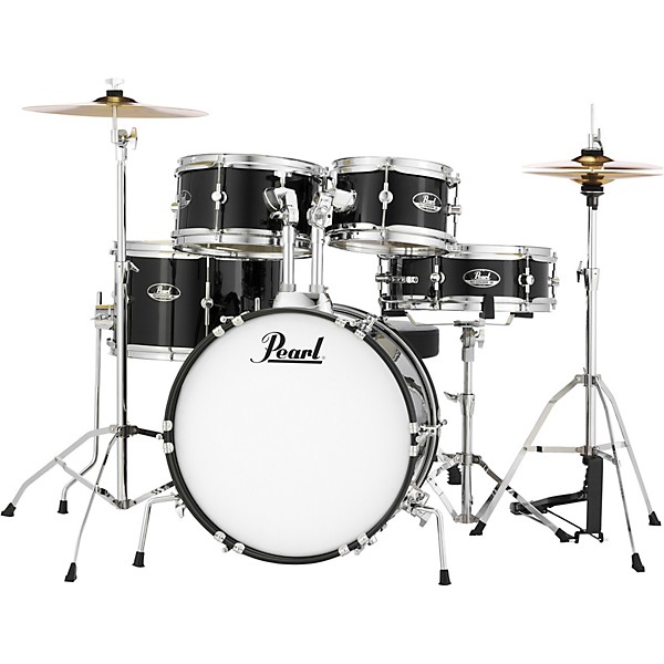 Pearl Roadshow Jr. Drum Set With Hardware and Cymbals Jet Black