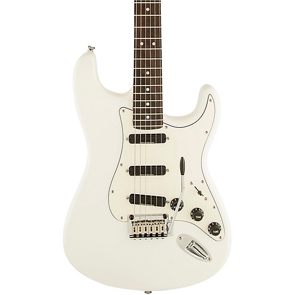 Squier Deluxe Hot Rails Stratocaster Electric Guitar Olympic White