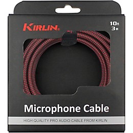 Kirlin XLR Male To XLR Female Microphone Cable - Black And Red Woven Jacket 10 ft.