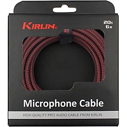 Kirlin XLR Male To XLR Female Microphone Cable - Black And Red Woven Jacket 20 ft.