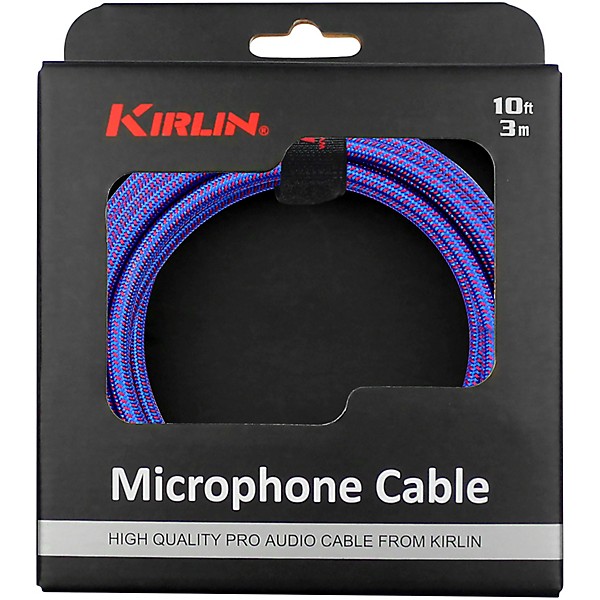 Kirlin XLR Male To XLR Female Microphone Cable - Royal Blue Woven Jacket 10 ft.