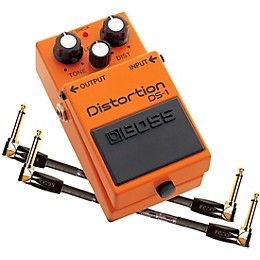 BOSS DS-1 Distortion Effects Pedal and Two 6" Jumper Cable Promo Pack