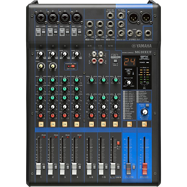 Yamaha MG10XUF Mixer and Kustom HiPAC Speakers 10