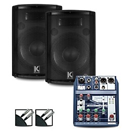 Soundcraft Notepad12FX Mixer and Kustom HiPAC Speakers 12" Mains