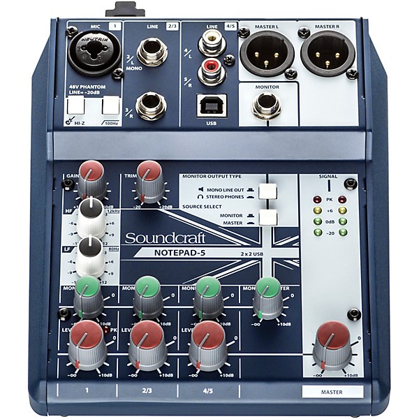 Soundcraft Notepad12FX Mixer and Kustom HiPAC Speakers 12" Mains