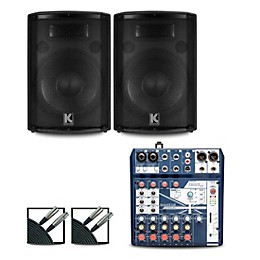 Soundcraft Notepad8FX Mixer and Kustom HiPAC Speakers 12" Mains