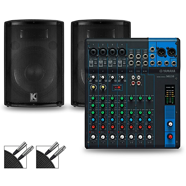 Yamaha MG10 Mixer and Kustom HiPAC Speakers 12" Mains