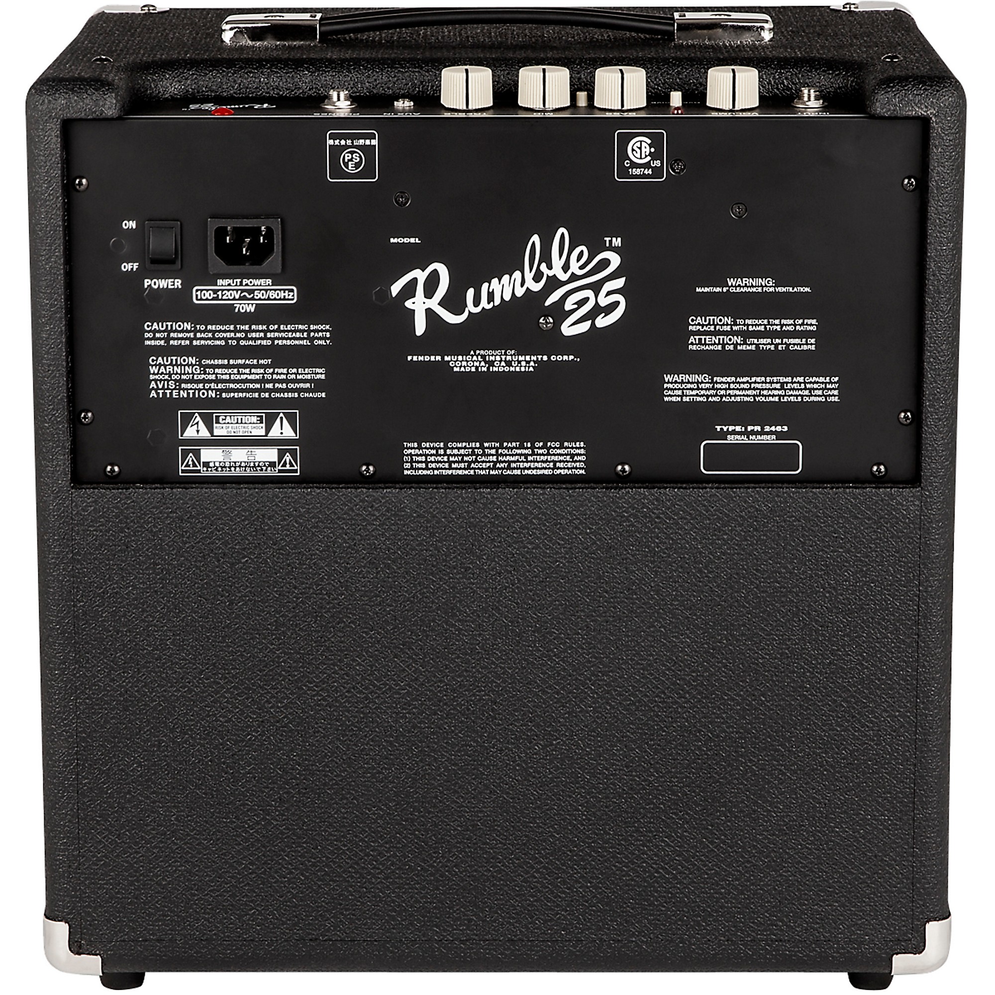 Fender Rumble 25W 1x8 Bass Combo Amp & 20' Instrument Cable