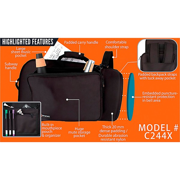 Protec Flugelhorn Explorer Gig Bag with Sheet Music Pocket