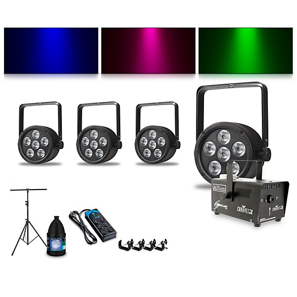 Proline Complete Lighting Package with Four ThinTri 38 and Huricane 700 Fog Machine