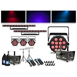 CHAUVET DJ Complete Lighting Package with Four SlimPAR T12 BT, Two ColorBAND T3 BT and Two Hurricane 700 Fog Machine