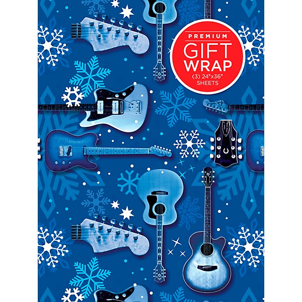 Clearance Hal Leonard Blue Snowflake Guitar Premium Gift Wrapping Paper