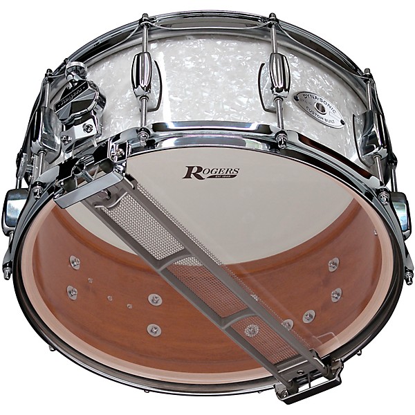 Rogers Dyna-Sonic Snare Drum with Bread & Butter Lugs 14 x 6.5 in. White Marine Pearl