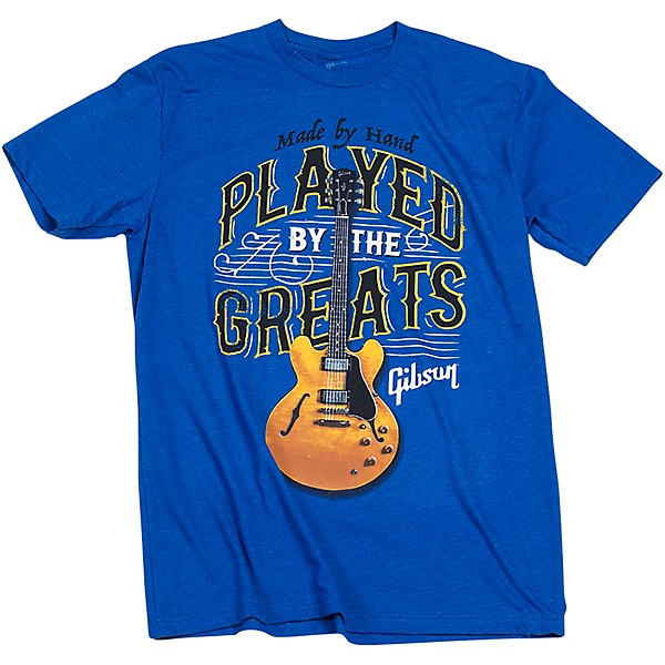 Gibson Gibson Played By The Greats Vintage T-Shirt Large Bright Royal Blue